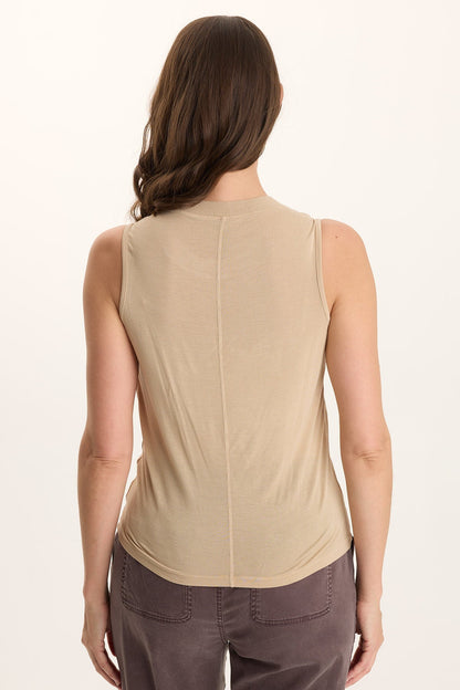 Mahala Textured Satin Embossed Crew Neck Tank