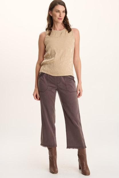 Mahala Textured Satin Embossed Crew Neck Tank