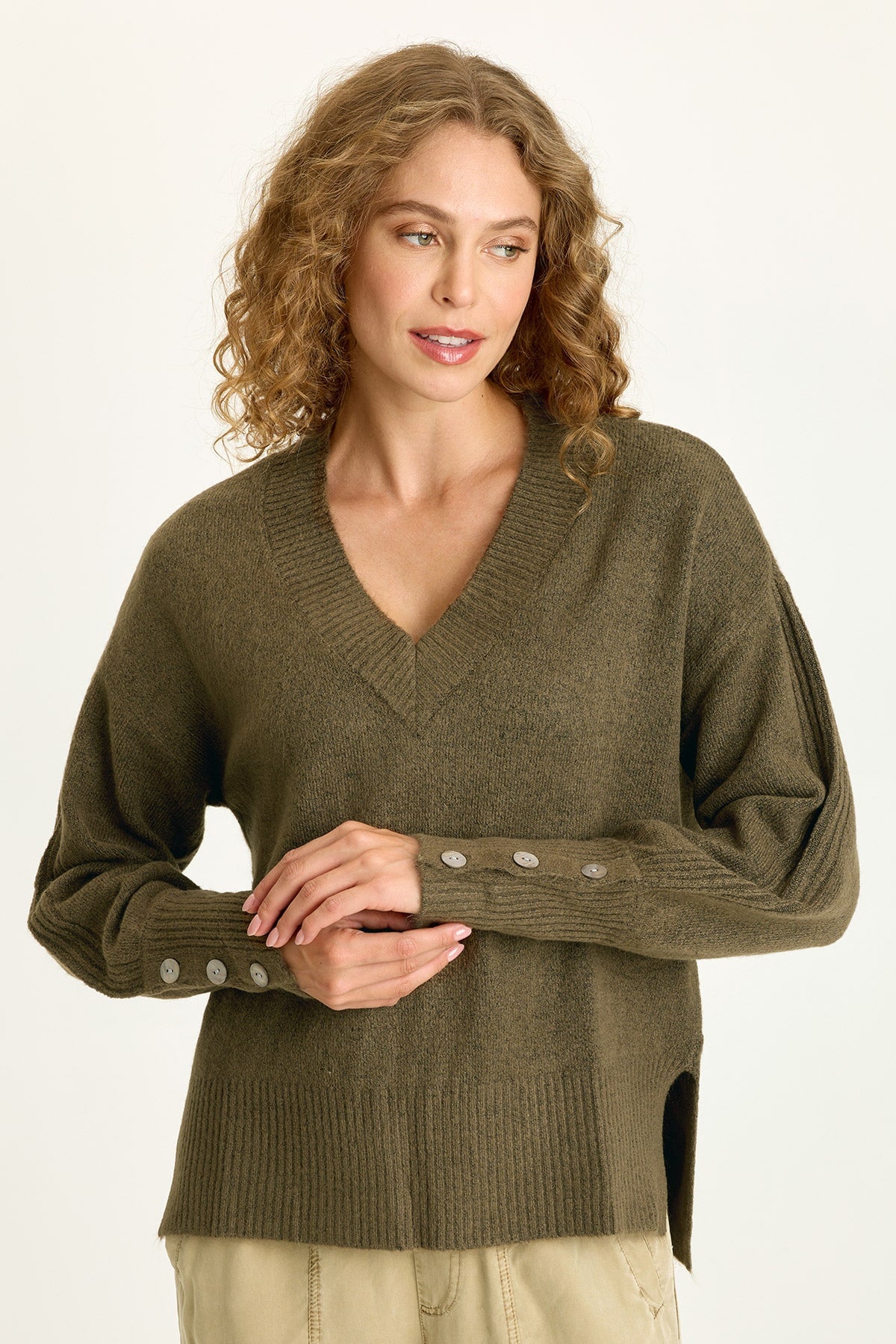 Bronte Relaxed Fit V-Neck Knit Sweater