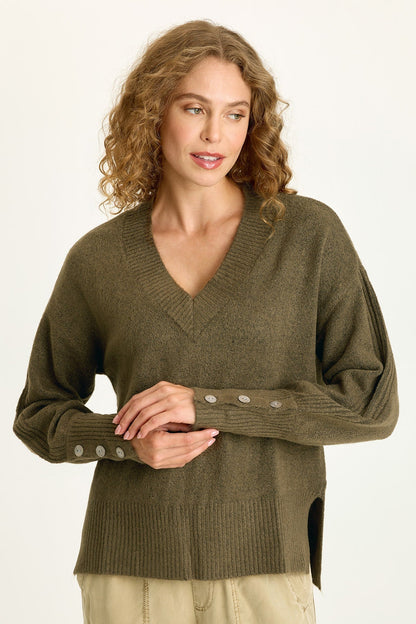 Bronte Relaxed Fit V-Neck Knit Sweater