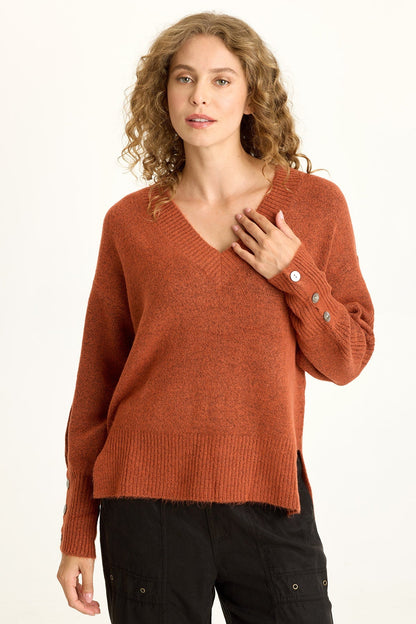Bronte Relaxed Fit V-Neck Knit Sweater