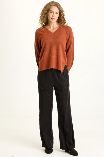 Bronte Relaxed Fit V-Neck Knit Sweater