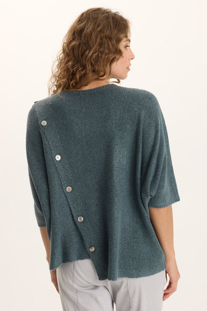 Osiris Asymmetrical Button Detail Knit Poncho