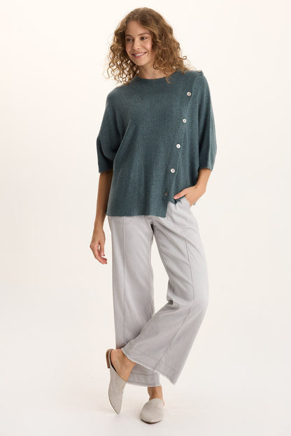 Osiris Asymmetrical Button Detail Knit Poncho
