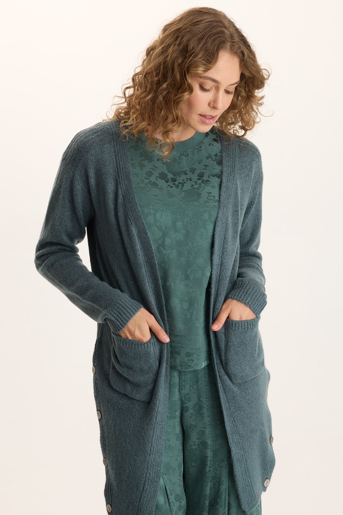 Bayek Longline Open-Front Knit Cardigan