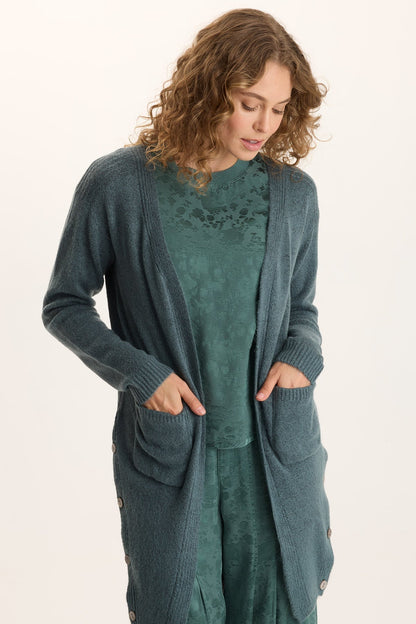 Bayek Longline Open-Front Knit Cardigan