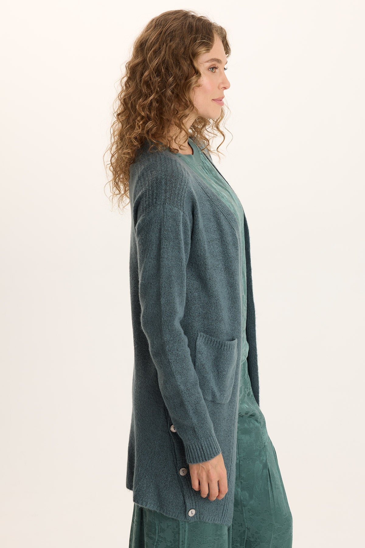 Bayek Longline Open-Front Knit Cardigan