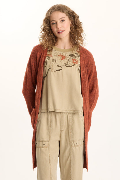 Bayek Longline Open-Front Knit Cardigan