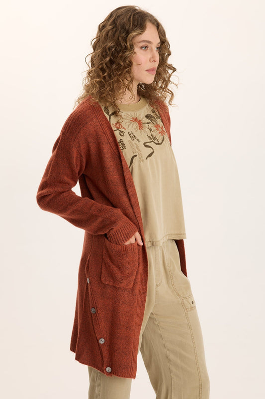 Bayek Longline Open-Front Knit Cardigan