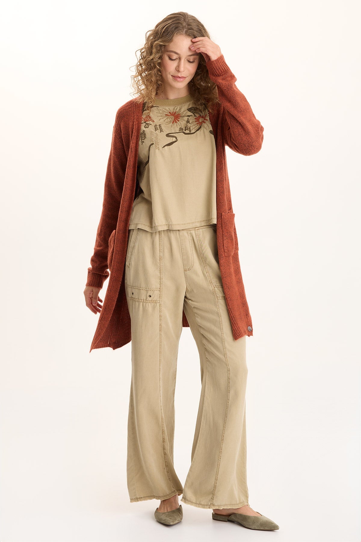 Bayek Longline Open-Front Knit Cardigan