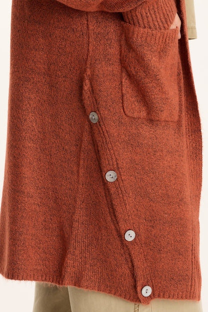 Bayek Longline Open-Front Knit Cardigan