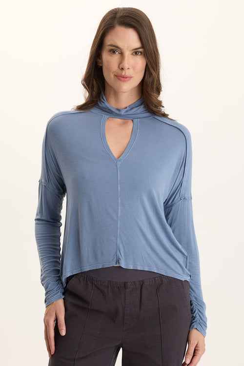 Norda Soft Stretch Jersey Mock-Neck Keyhole Top