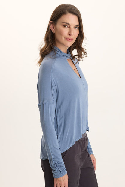 Norda Soft Stretch Jersey Mock-Neck Keyhole Top
