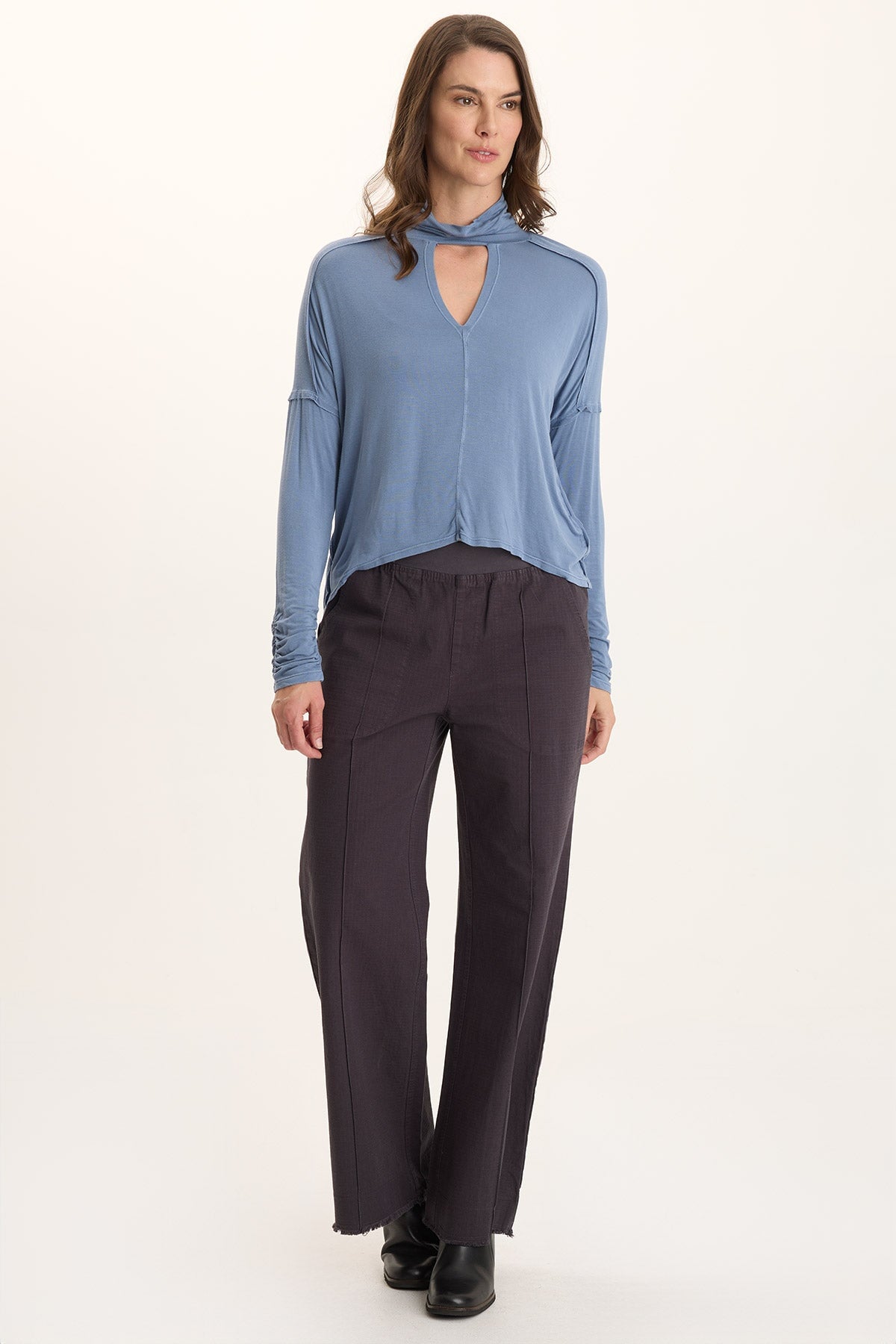 Norda Soft Stretch Jersey Mock-Neck Keyhole Top