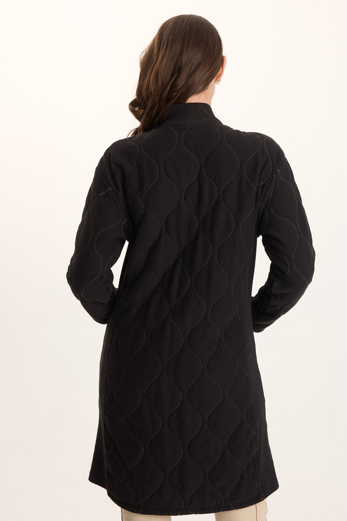 Torston Quilted Longline Double Zipper Coat