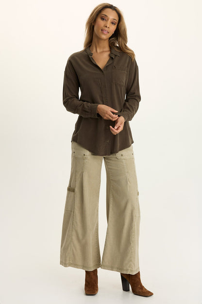 Tove Twill Cargo Wide-Leg Pant
