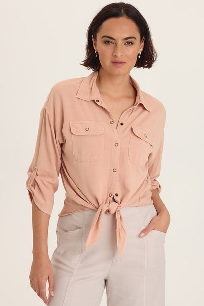 Tyrell Lightweight Tie-Front Button-Up