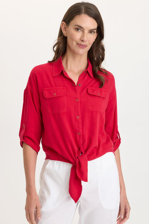 Tyrell Lightweight Tie-Front Button-Up