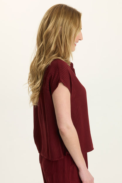 Swain Satin Stripe Short-Sleeve Button-Up