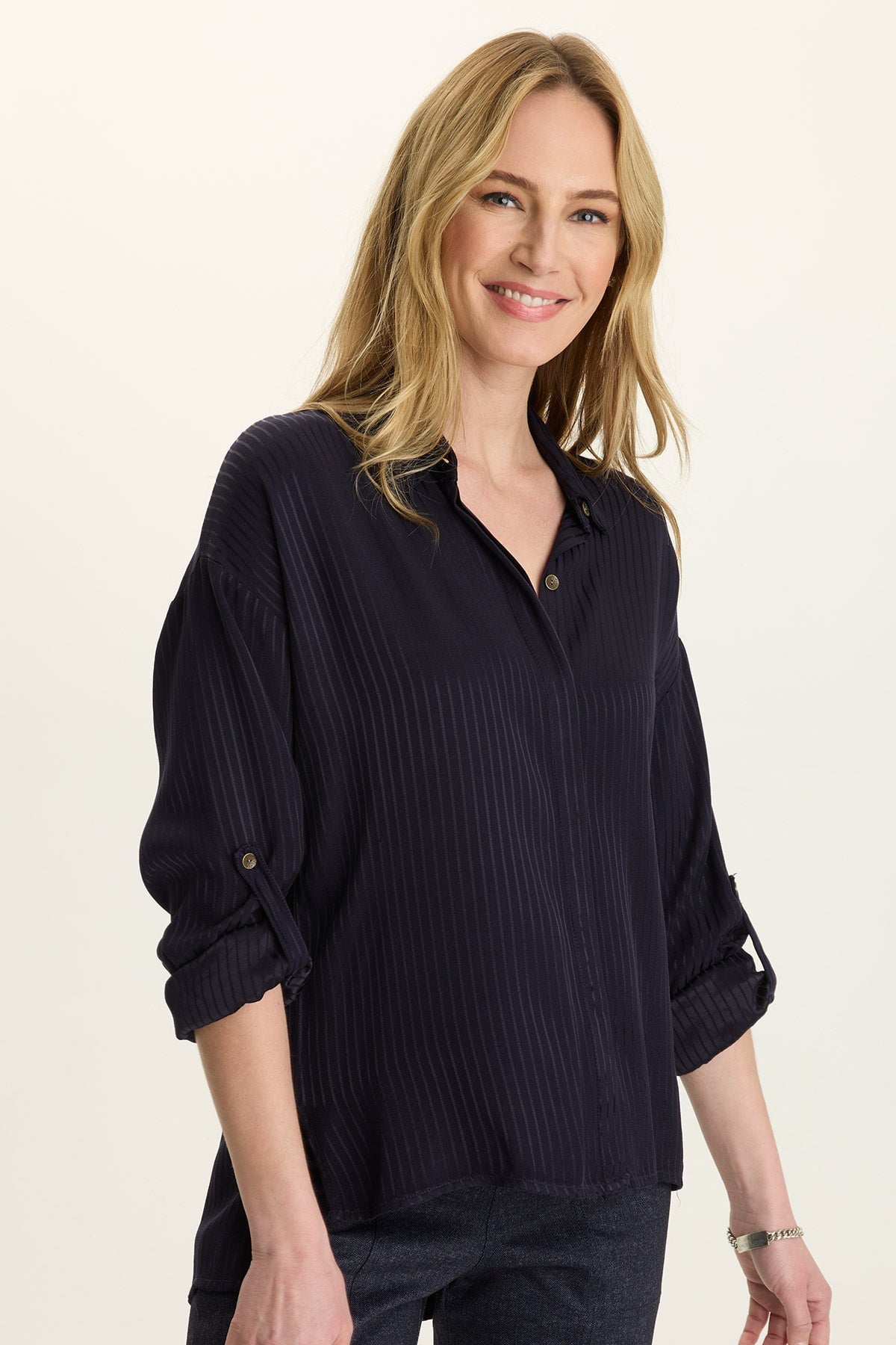 Aeson Relaxed-Fit Stripe Button-Up