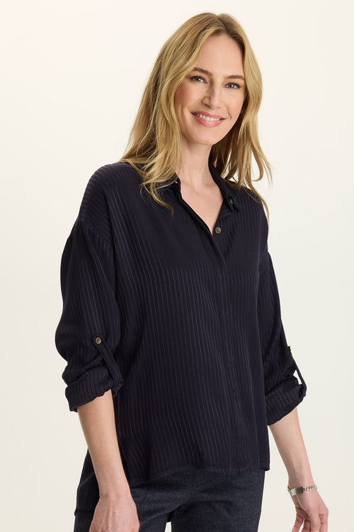 Aeson Relaxed-Fit Stripe Button-Up