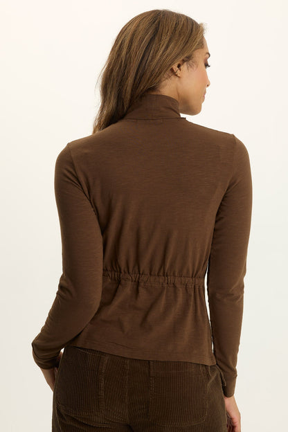 Kari Jersey Mock-Neck Peplum Top