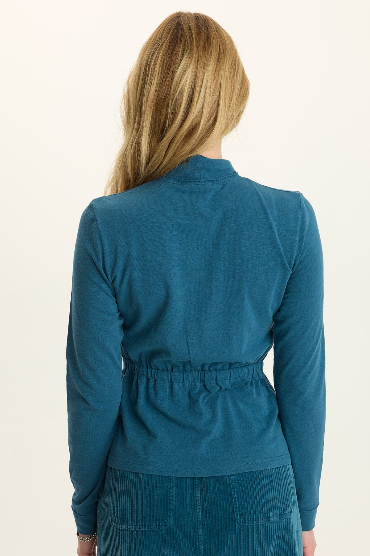 Kari Jersey Mock-Neck Peplum Top