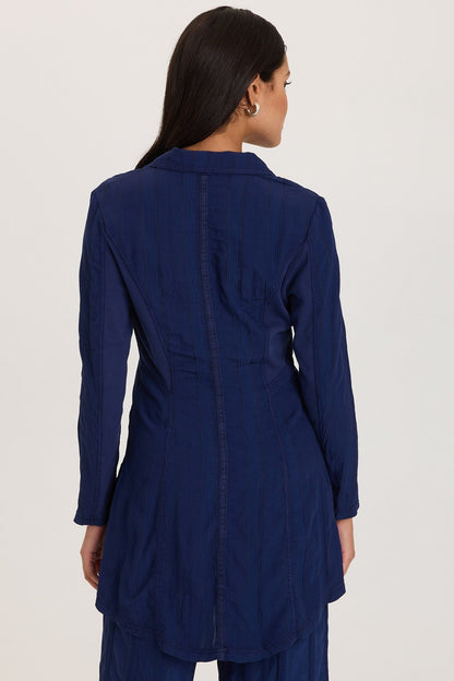 Barron Textured Stripe Long Blazer