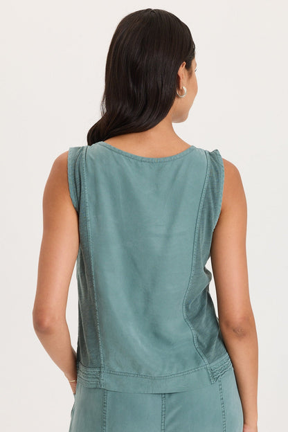 Davies Stitched Hem Twill/Jersey Tank