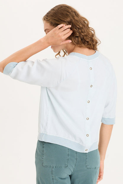 Linton Twill/Rib Snap-Up Back Top