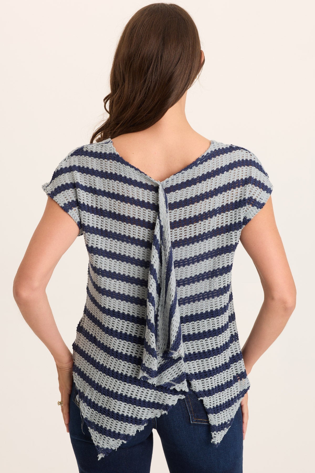 Lawder Stripe Knit Waterfall Back Top