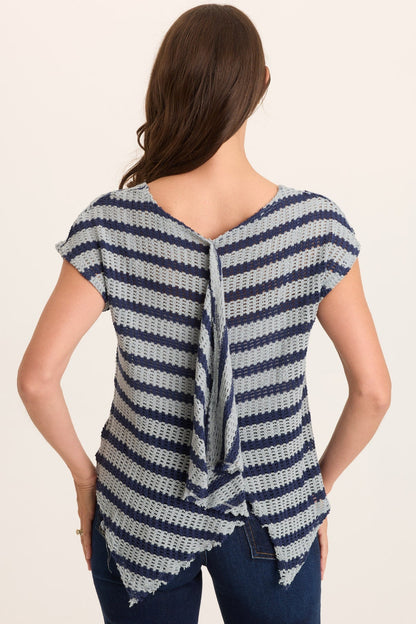 Lawder Stripe Knit Waterfall Back Top