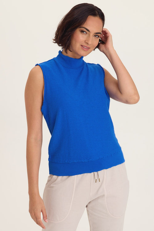 Isolde Mock Neck Crepe Knit Tank