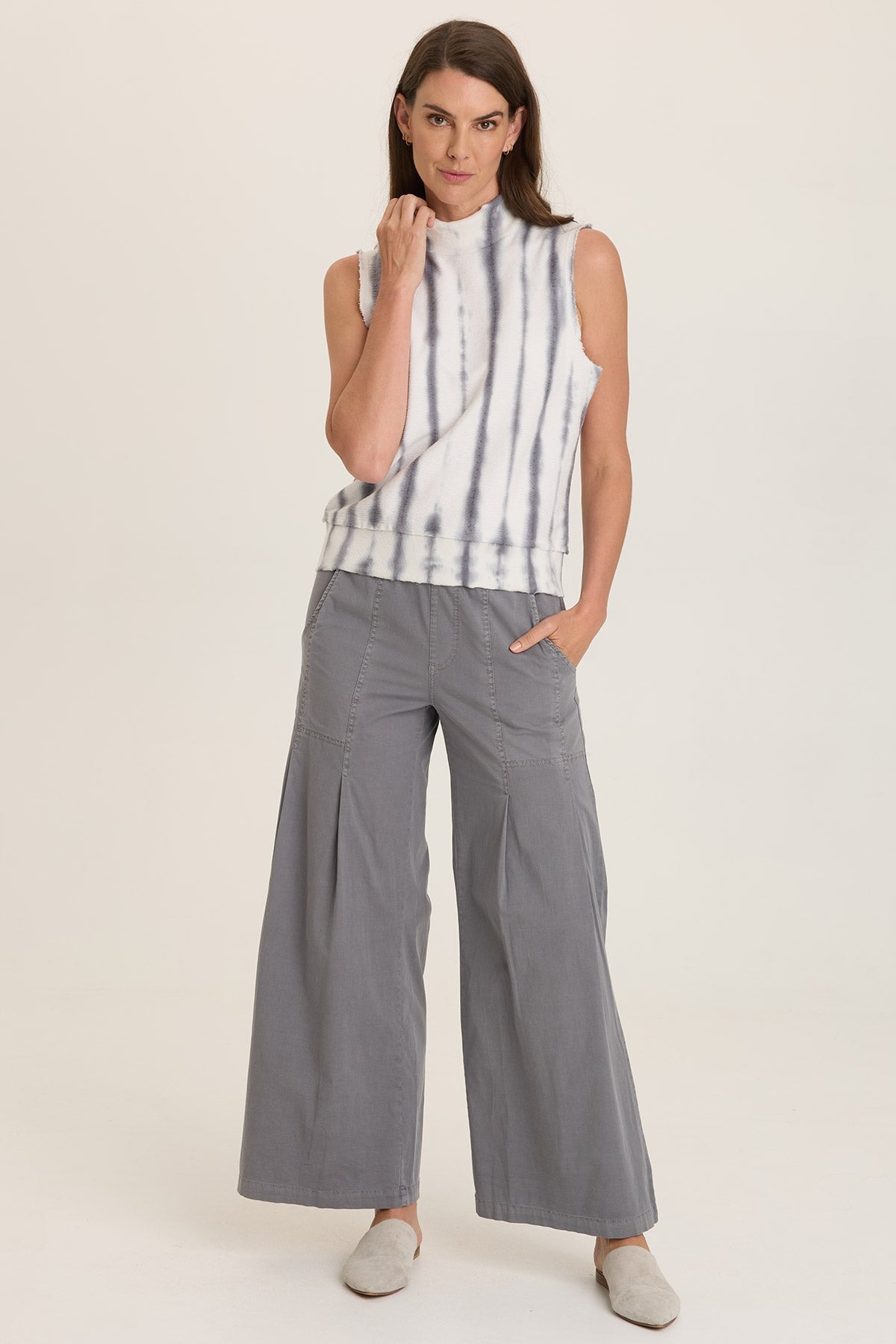 Isolde Mock Neck Crepe Knit Tank