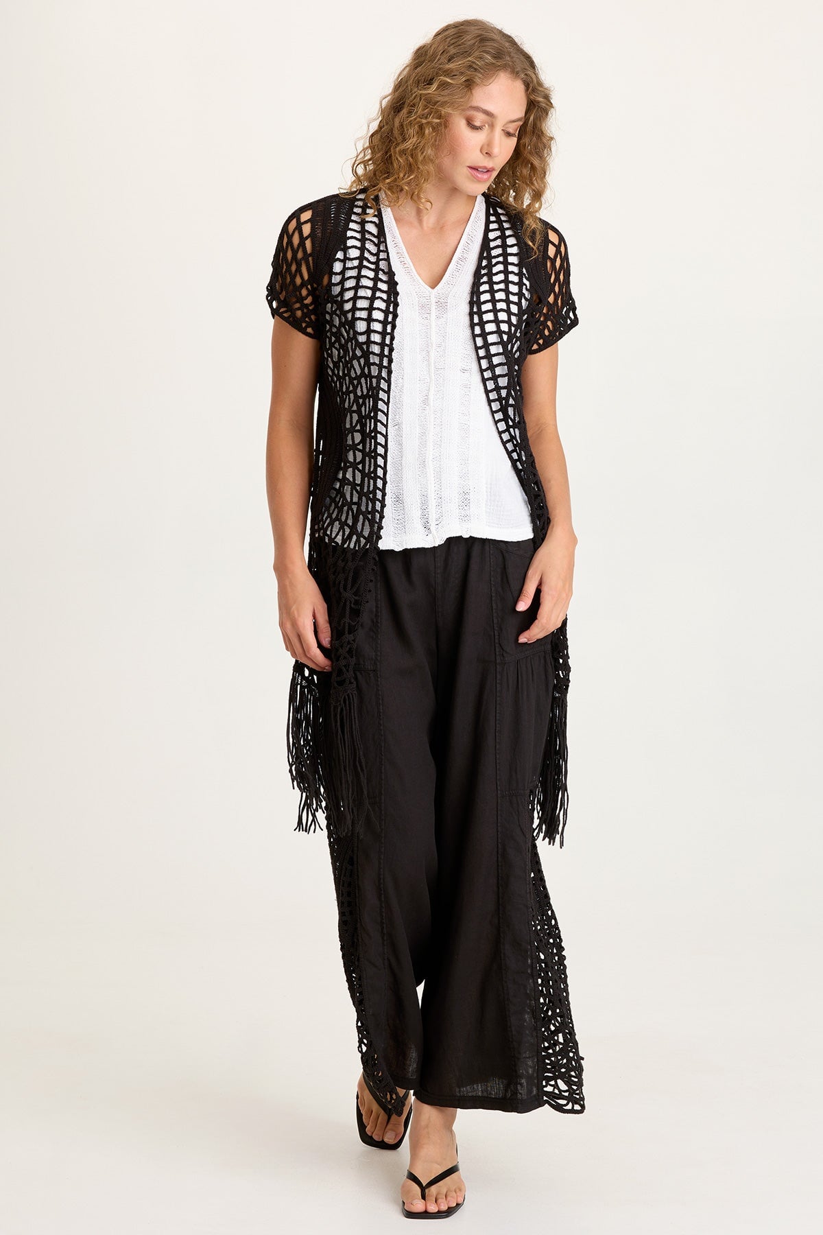 Astro Linen/Crochet Pull-On Pant