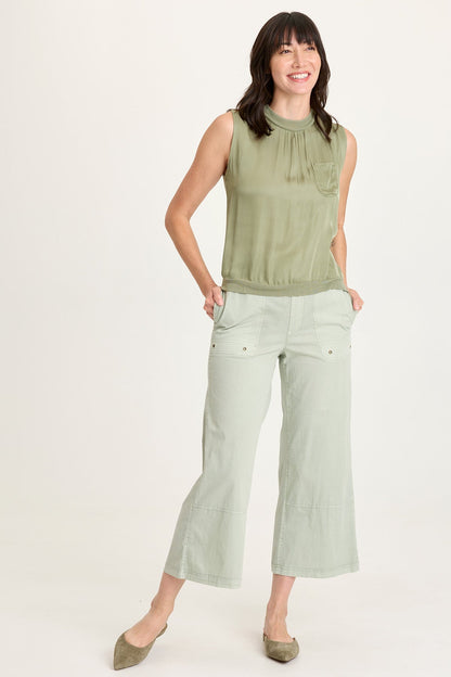 Artus Poplin Smocked Waist Crop