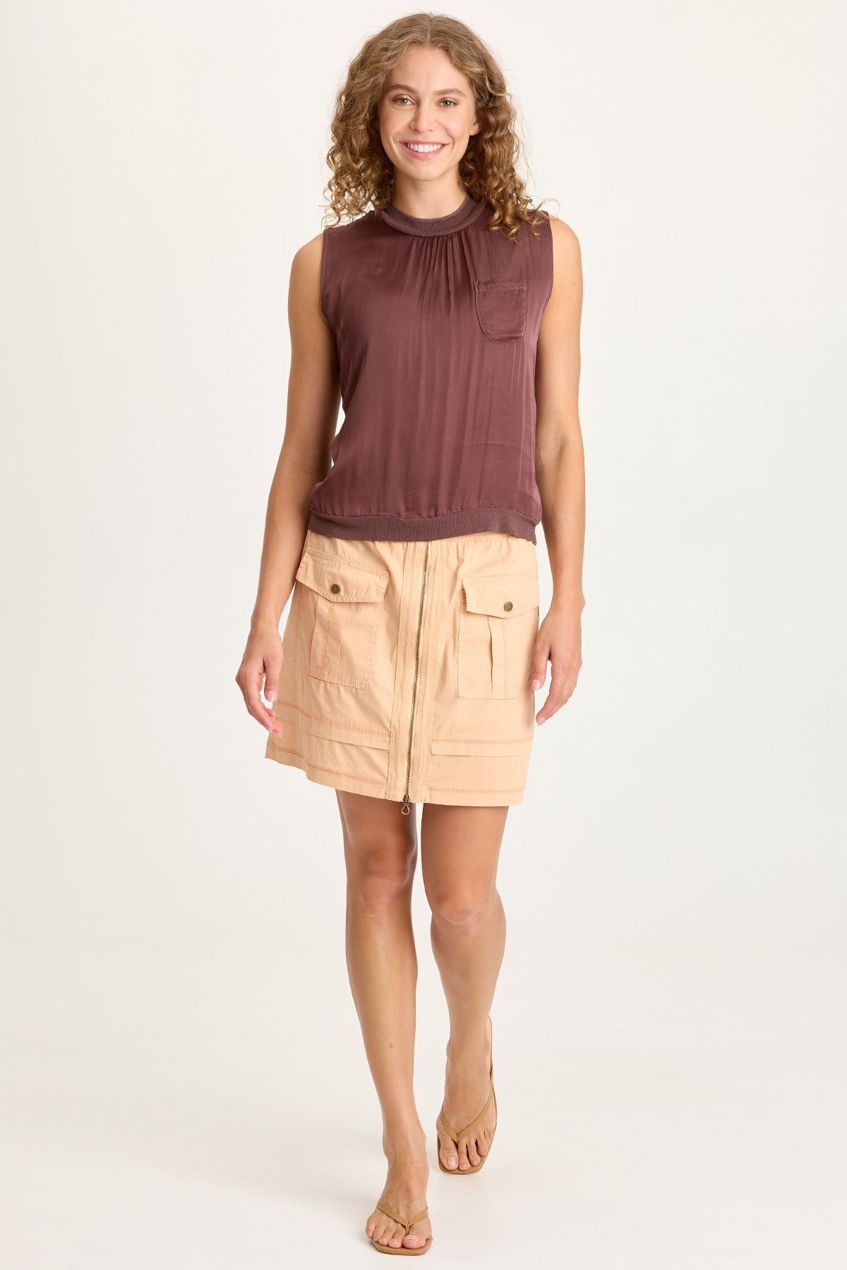 Myrelle Poplin Front Zip Mini Skirt