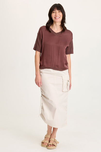 Bindi Poplin Side-Cinch Midi Skirt