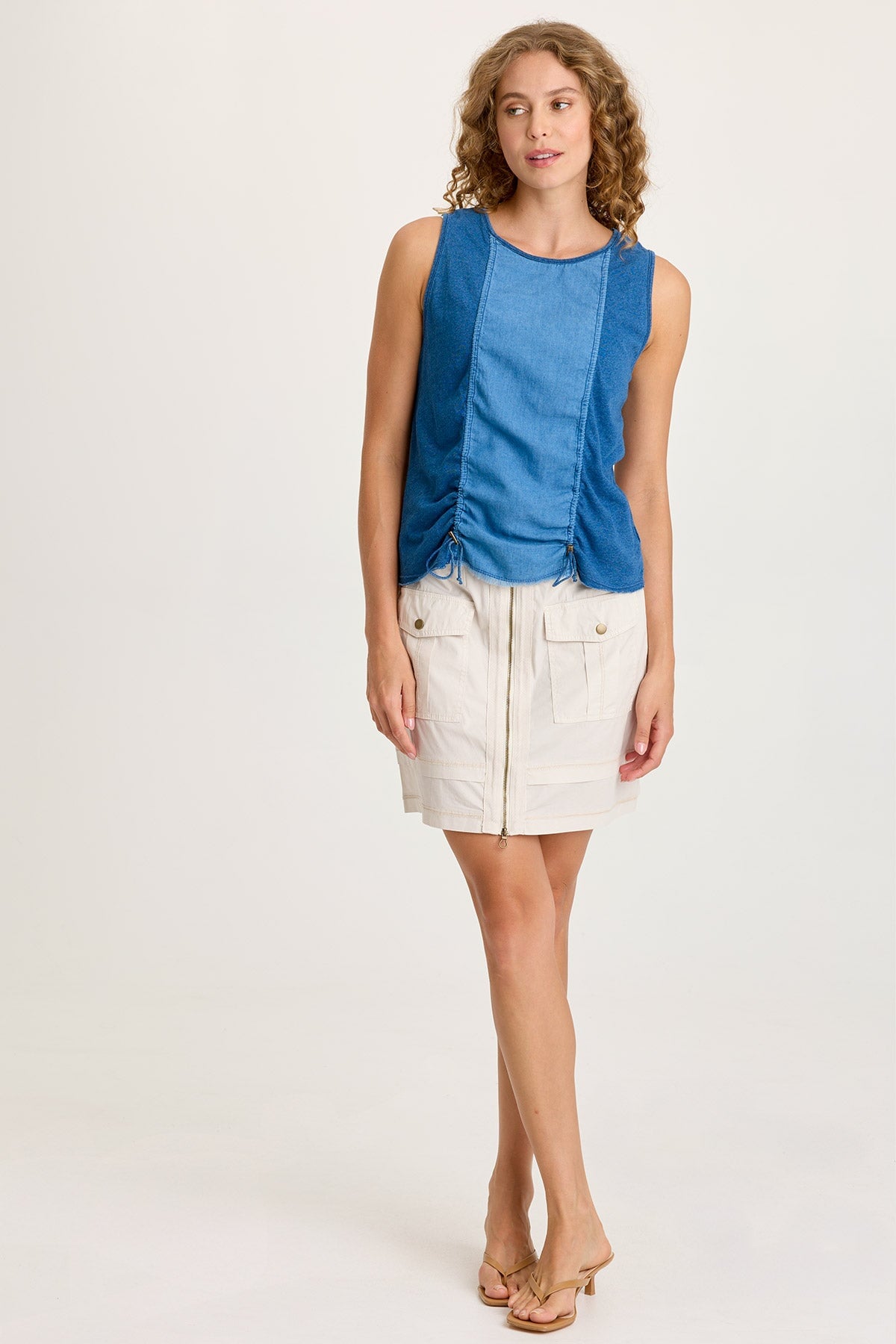 Myrelle Poplin Front Zip Mini Skirt