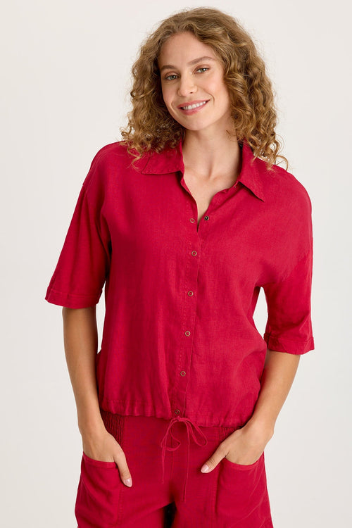 Balto Linen Snap-Up Top