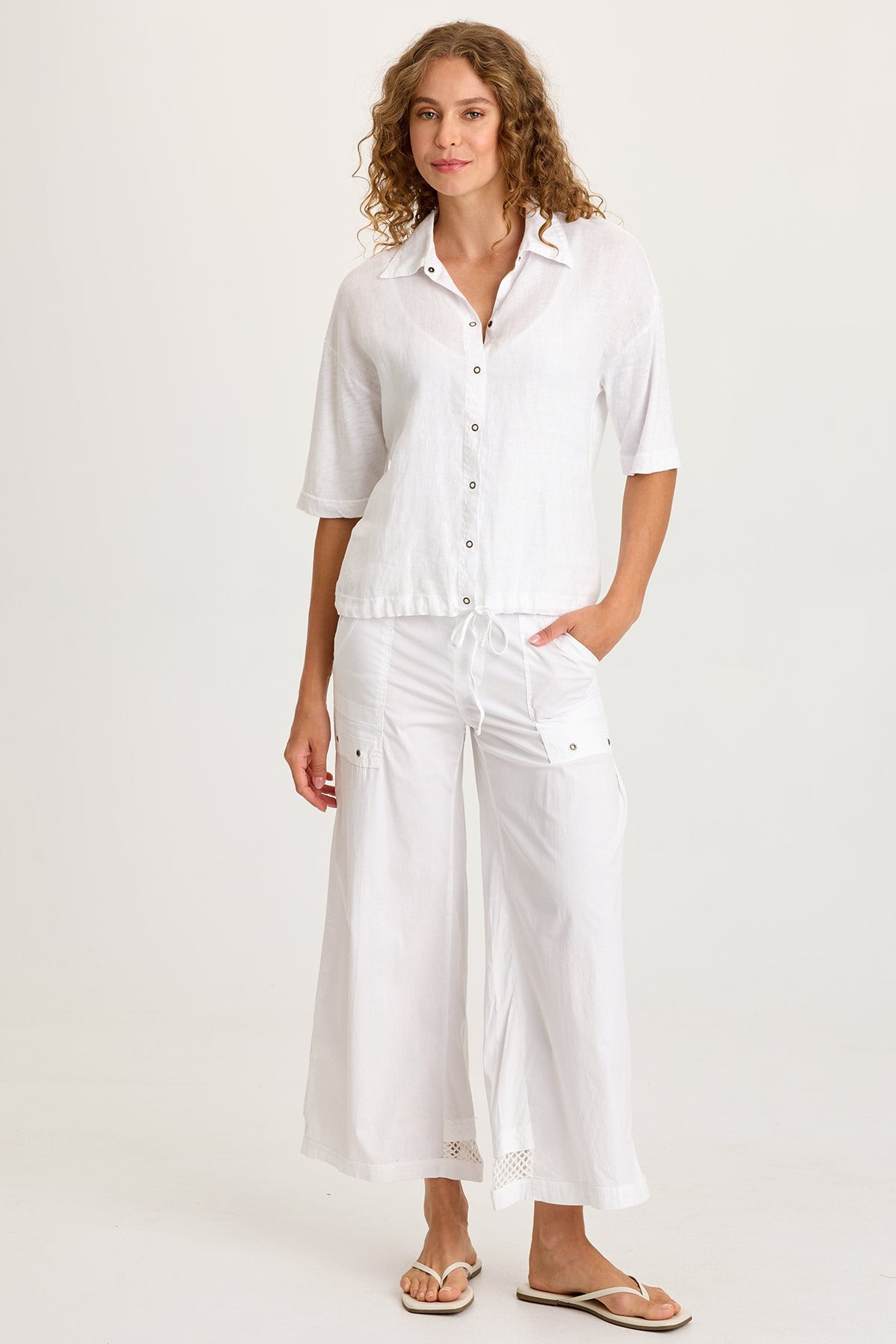 Roel Poplin/Mesh Gaucho Crop