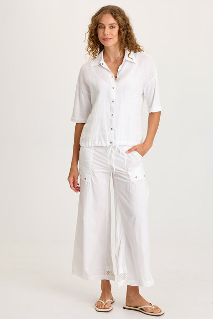 Roel Poplin/Mesh Gaucho Crop