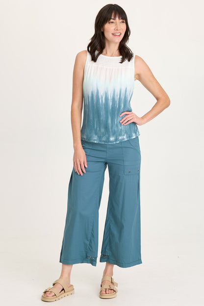 Timo Crepe Smocked Neckline Tank