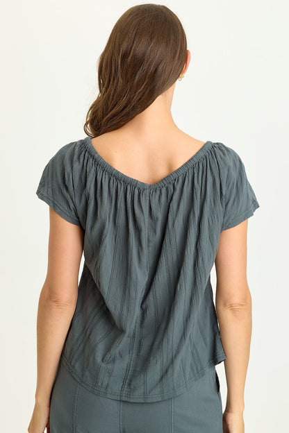 Selda Textured Gauze Cinched Top