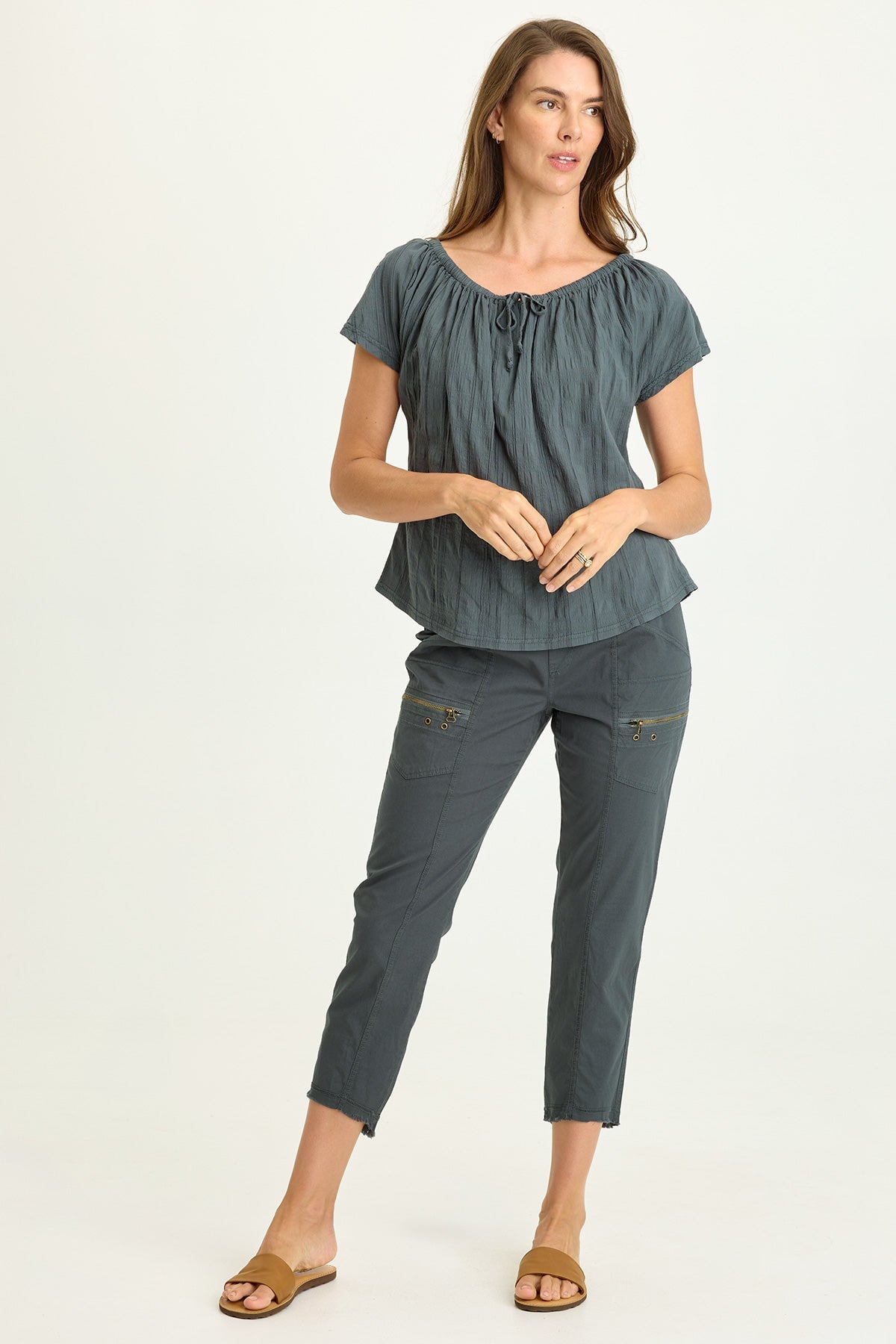 Selda Textured Gauze Cinched Top