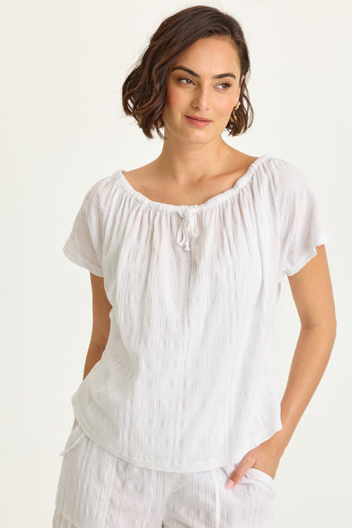 Selda Textured Gauze Cinched Top