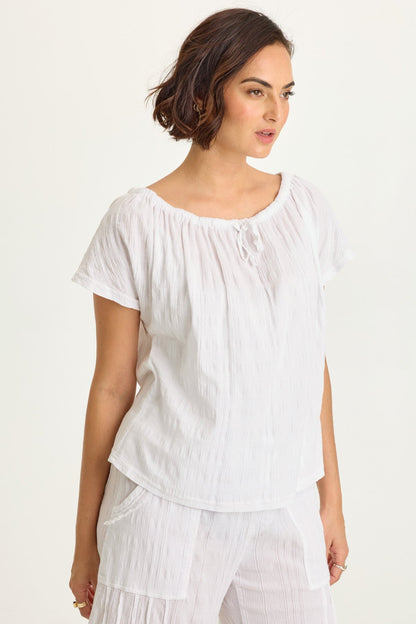 Selda Textured Gauze Cinched Top