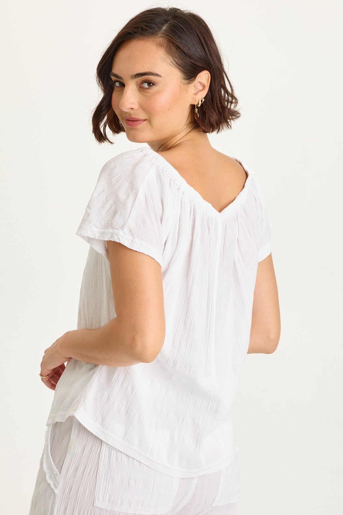 Selda Textured Gauze Cinched Top