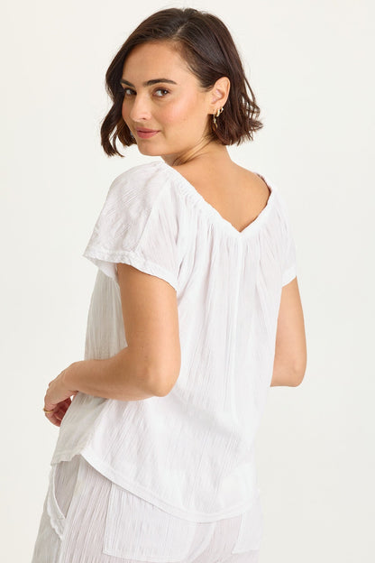 Selda Textured Gauze Cinched Top