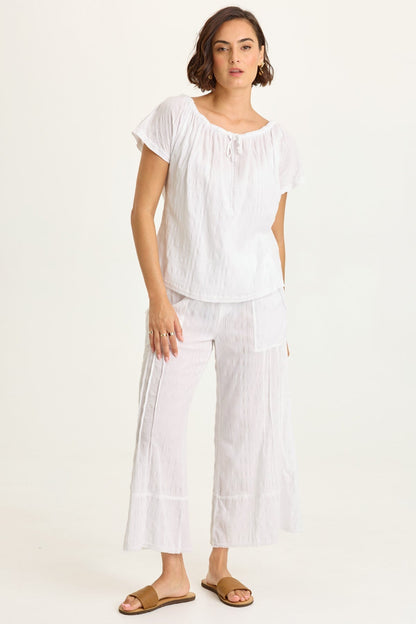 Selda Textured Gauze Cinched Top